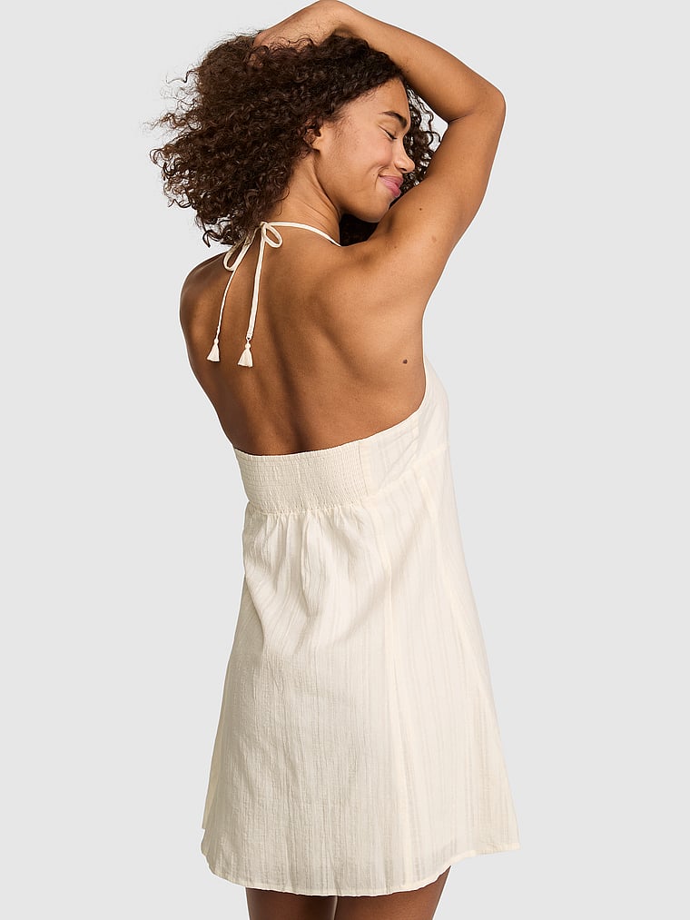 PINK Halter Corset Dress, Winter White, onModelBack, 2 of 3