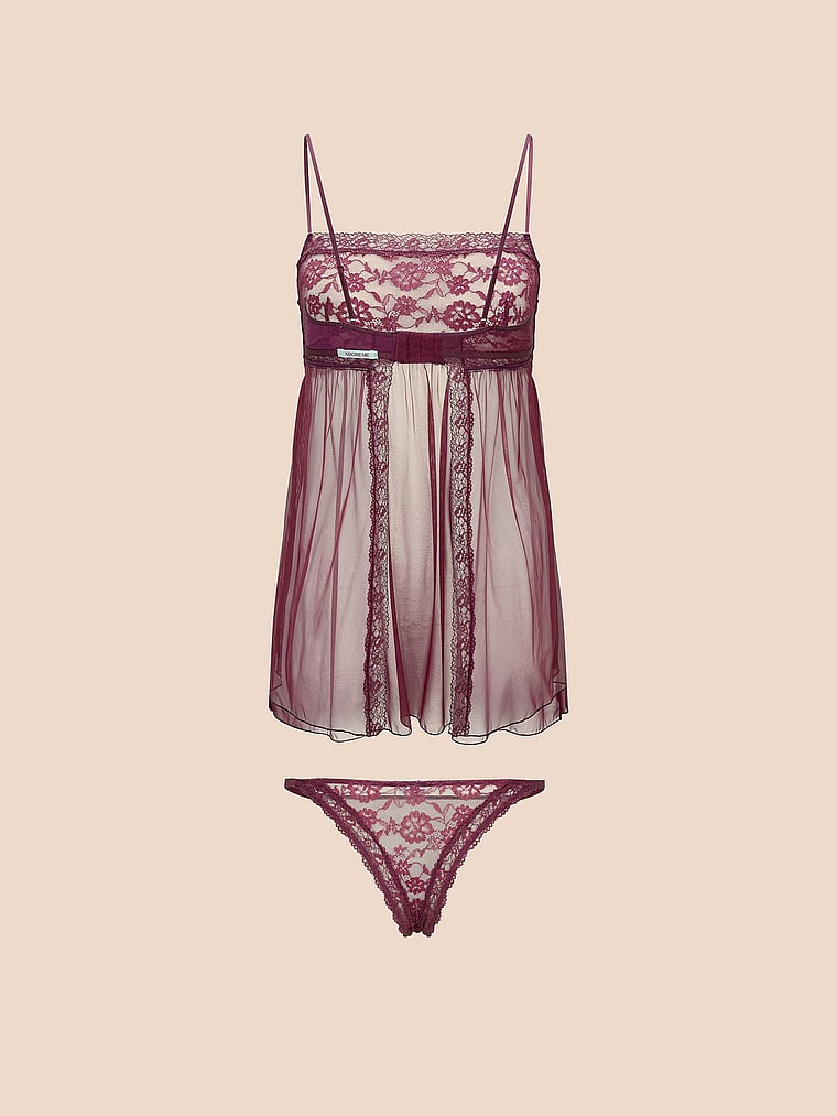 Victoria's Secret, Adore Me Collie Babydoll, Crushed Violets, offModelFront, 3 of 3