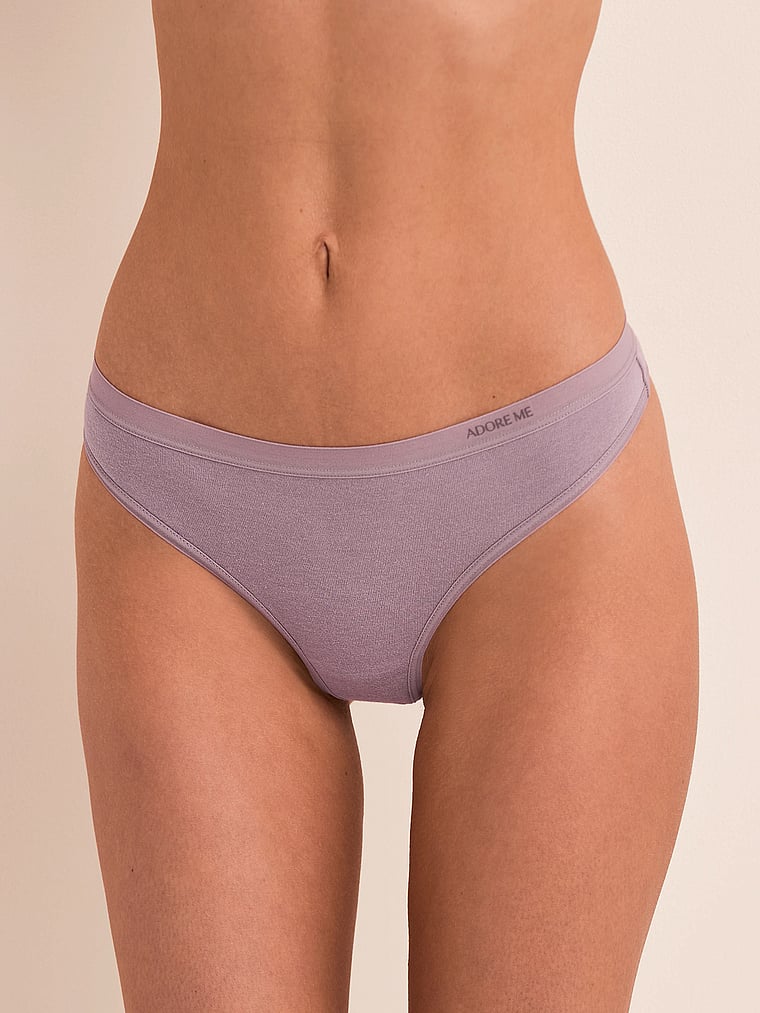 Victoria's Secret, Adore Me Ezra Thong Panty, Purple, onModelFront, 1 of 3