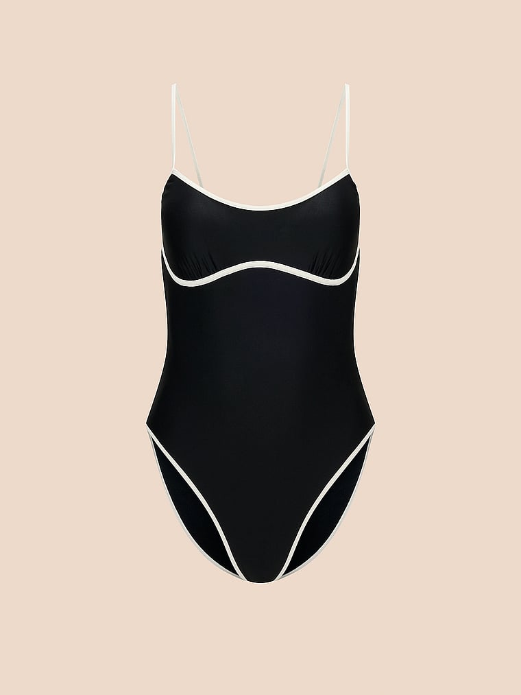 Victoria's Secret, Adore Me Rye Swim One Piece, Jet Black, offModelFront, 3 of 3