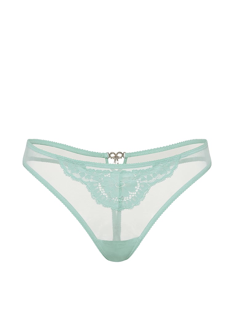 Victoria's Secret, Dream Angels Lace Peekaboo String Thong Panty, Multicolored, offModelFront, 4 of 4