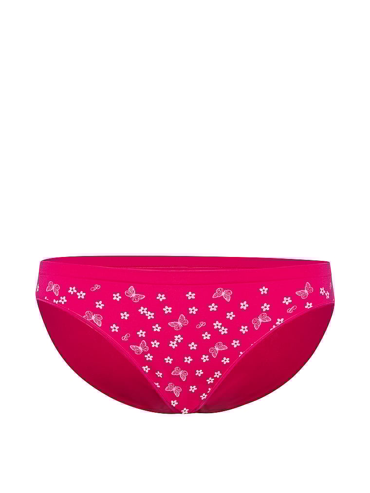 PINK Seamless Bikini Panty, Hot Stuff Butterfly Hibiscus Print, offModelFront, 3 of 3