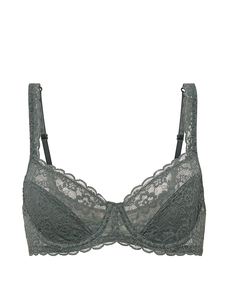 Victoria's Secret, Victoria's Secret Lacie Unlined Balconette Bra, Faded Sage, offModelFront, 3 of 3