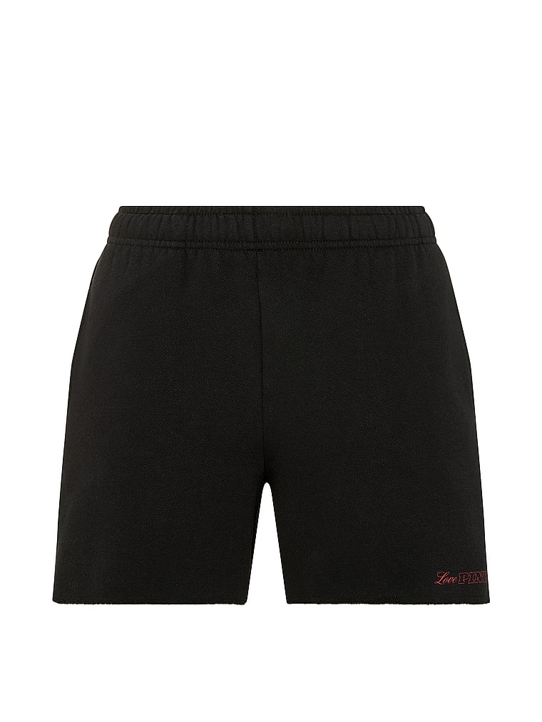 PINK Campus Fleece™ Shorts, Pure Black, offModelFront, 4 of 4
