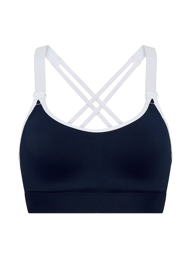 PINK PINK Relay™ Strappy Medium-Support Sports Bra, Noir Navy, offModelFront, 2 of 4