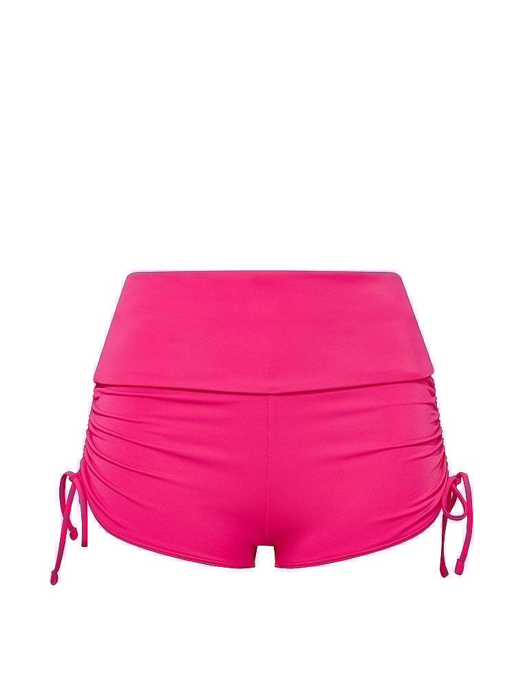PINK SWIM High-Waisted Foldover Bikini Shortie Bottom, offModelFront, 2 of 4