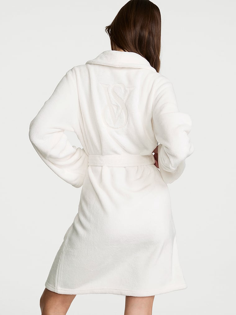 Victoria's Secret, Victoria's Secret Cozy Plush Robe, Coconut White, onModelBack, 2 of 3 Ari is 5'9" or 175cm and wears Small