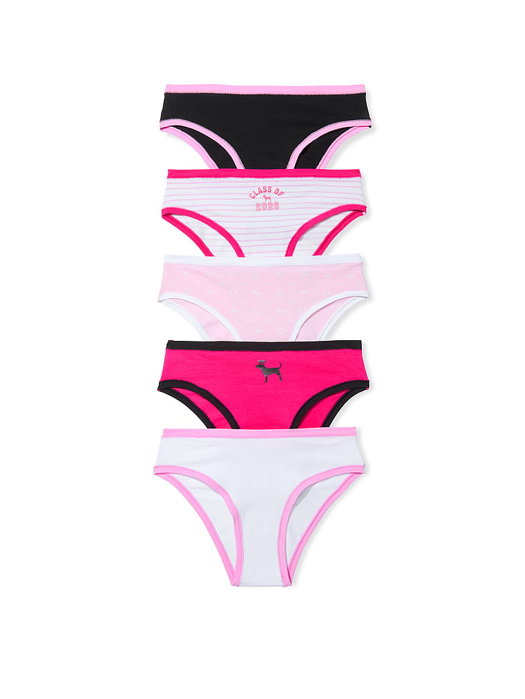 PINK 5-Pack Cotton Cheeky Panties, Graduation Pack, offModelFront, 2 of 2