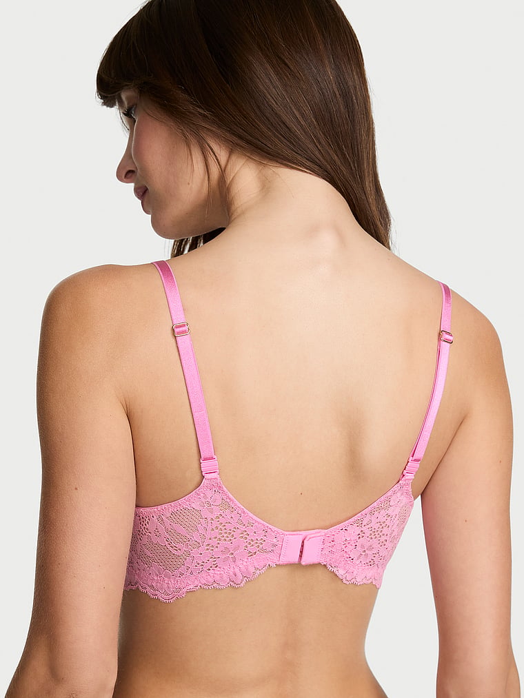 Victoria's Secret, Dream Angels Wicked Unlined Lily Embroidery Balconette Bra, Pink Sugar, onModelBack, 2 of 4 Ari is 5'9" or 175cm and wears 34B or Small