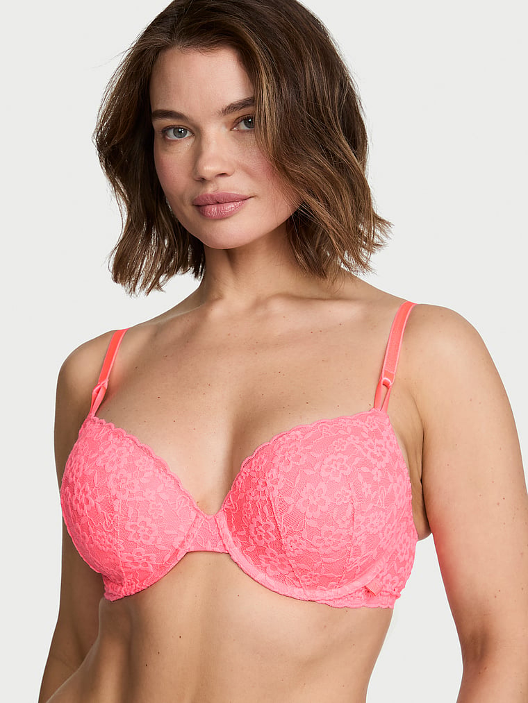 Victoria's Secret, Victoria's Secret Sexy Tee Lacie Lightly Lined Demi Bra, Pink Highlighter, onModelFront, 1 of 3
