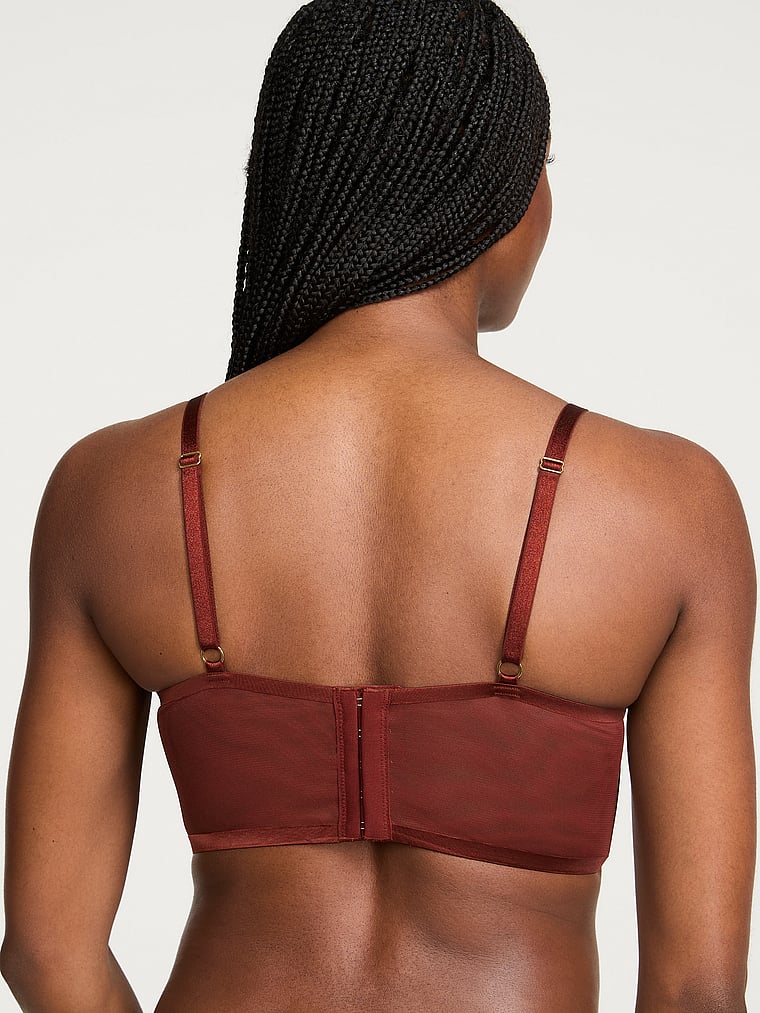 Victoria's Secret, Very Sexy Sheer Reveal Unlined Modern Bralette, Dark Chili, onModelBack, 2 of 3
