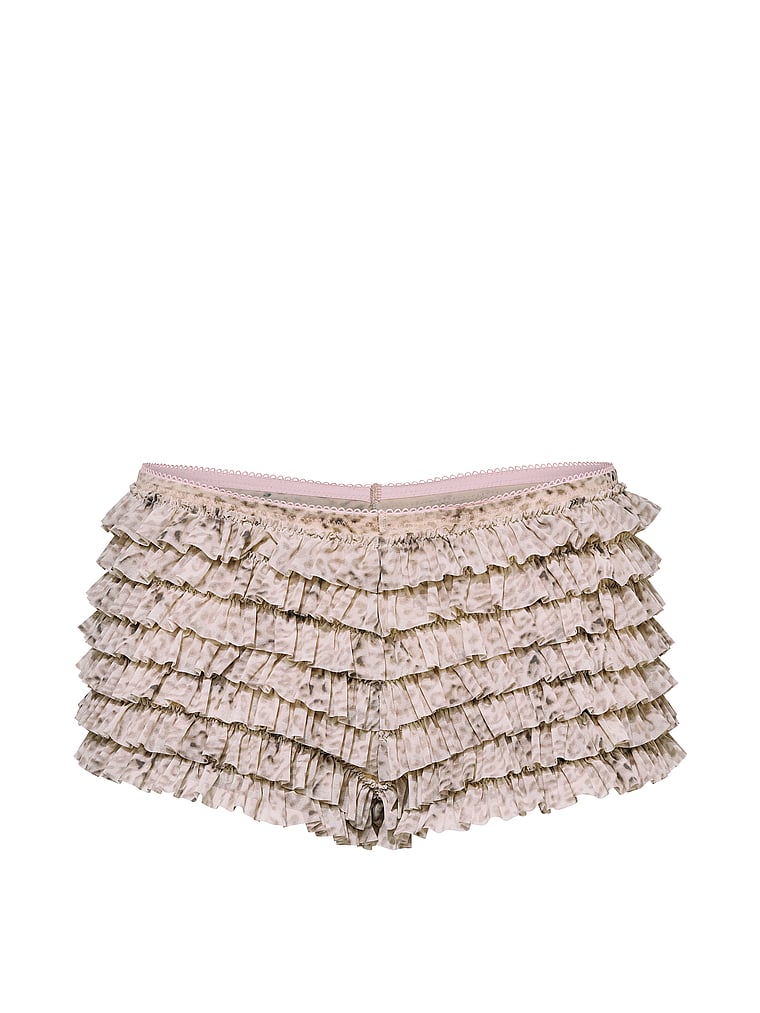 PINK GRWPINK™ Ruﬄe Bloomer Panty, Natural Leo Print, offModelFront, 3 of 3