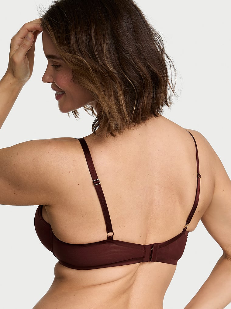 Victoria's Secret, Very Sexy Sheer Reveal Lightly Lined Plunge Bra, Dark Chili, onModelBack, 2 of 3