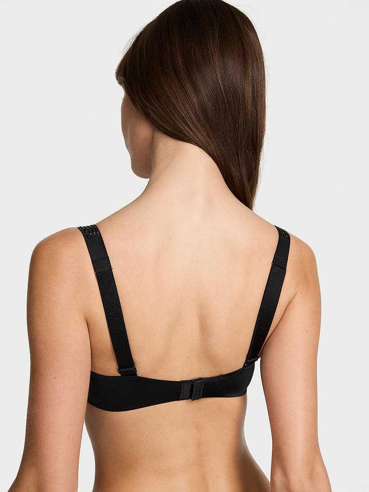 Victoria's Secret, Very Sexy Bombshell Add-2-Cups Ombré Stripe Shine Strap Push-Up Bra, Black, onModelBack, 2 of 3 Ari is 5'9" or 175cm and wears 34B or Small