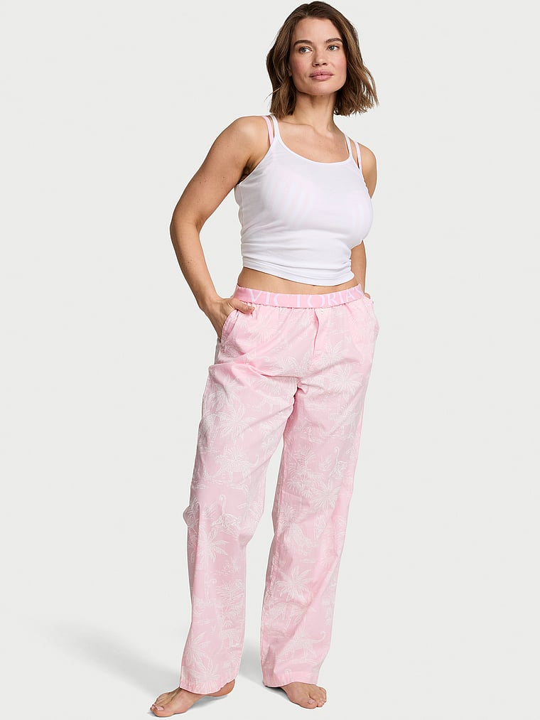 Victoria's Secret, Victoria's Secret Mix & Match Sleep Heritage Cotton Pajama Pants, Pink Jungle Toile, onModelFront, 2 of 6