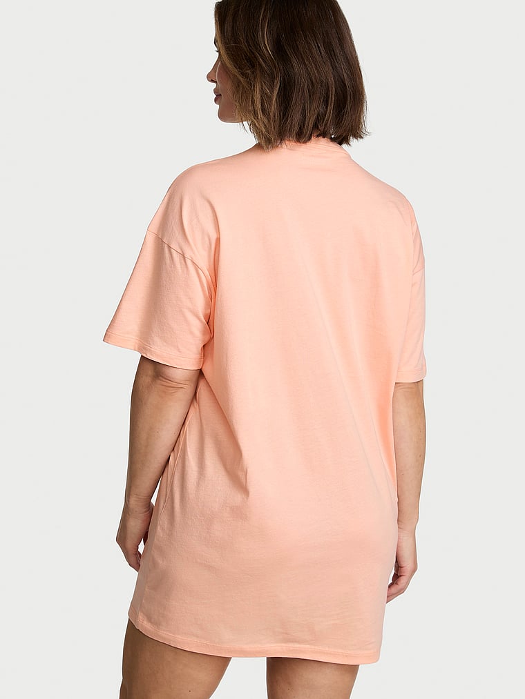 Victoria's Secret, Victoria's Secret 100% Cotton Sleep Tee, Pink Gin, onModelBack, 2 of 3