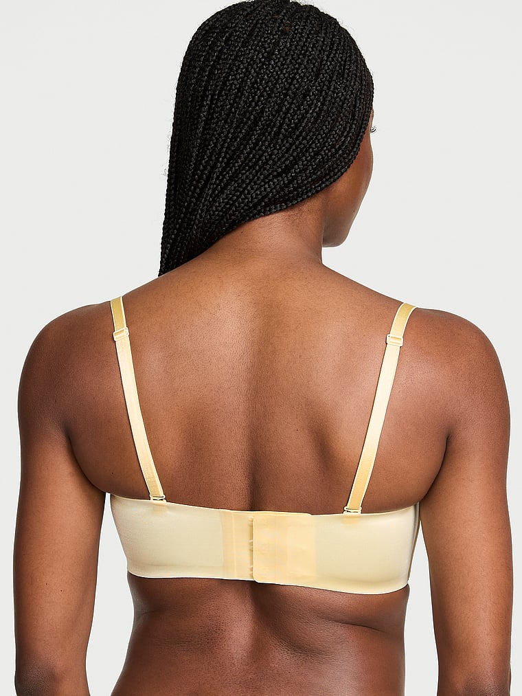 Victoria's Secret, Invisible by Victoria’s Secret Push-Up Wireless Bandeau Strapless Bra, Sunny Honey, onModelBack, 3 of 5
