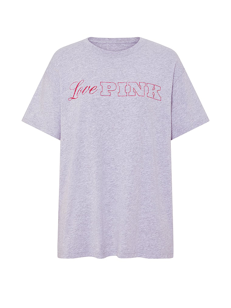 PINK Campus Cotton™ Tee, Medium Heather Grey, offModelFront, 4 of 4