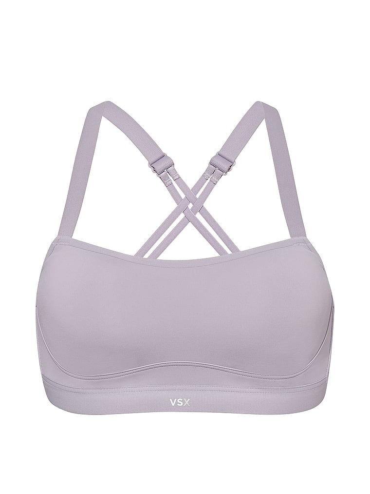 Victoria's Secret, VSX VSX Angel™ Elevate Rib Sports Bra, Pearl Stone, offModelFront, 4 of 5