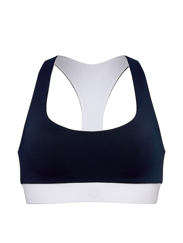 PINK PINK Relay™ Racerback Sports Bra, Noir Navy, offModelFront, 3 of 3