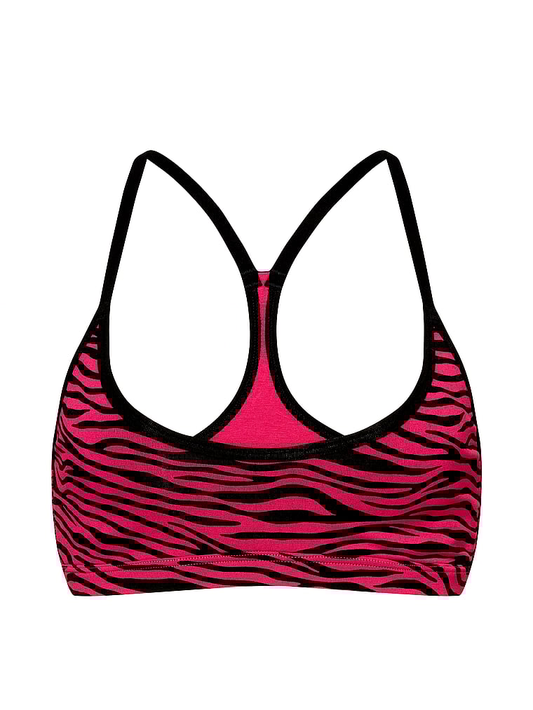 PINK All-Day Cotton™ Low-Scoop Racerback Bra, Zebra Pink Break Capsule, offModelFront, 4 of 4