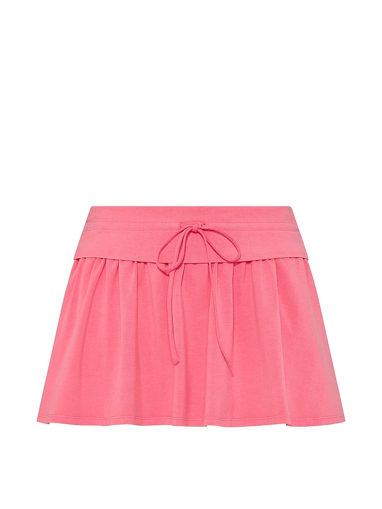 PINK All-Day Cotton™ Foldover Flirty Mini Skort, Vivid Pink Wash, offModelFront, 3 of 3