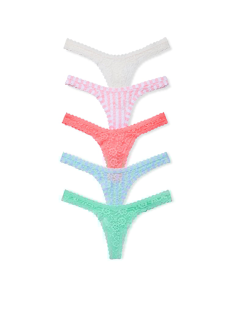 Victoria's Secret, Victoria's Secret 5-Pack Lacie Thong Panties, offModelFront, 1 of 1