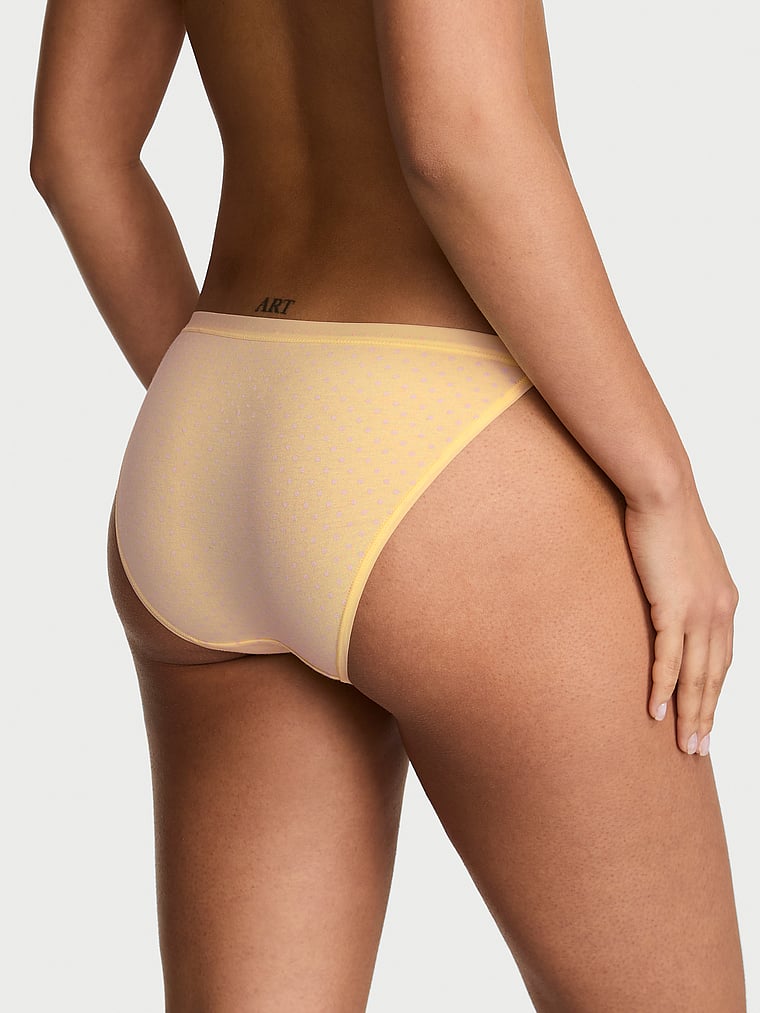 Victoria's Secret, Victoria's Secret Cotton Pointelle Floral Lace-Trim String Bikini Panty, Lemonade Pink Dot, onModelBack, 2 of 3 Nisaa is 5'9" or 175cm and wears Small
