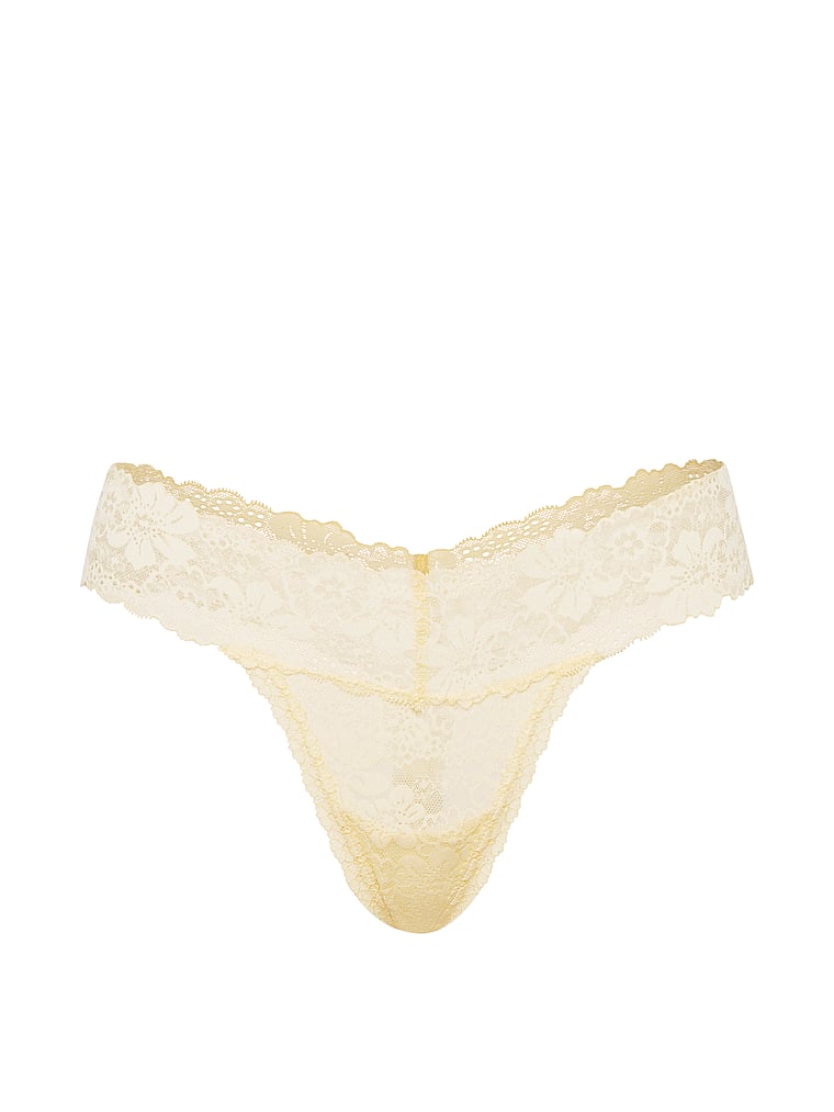 PINK PINK Wink™ Wide-Waist Thong Panty, Palest Yellow, offModelFront, 3 of 3
