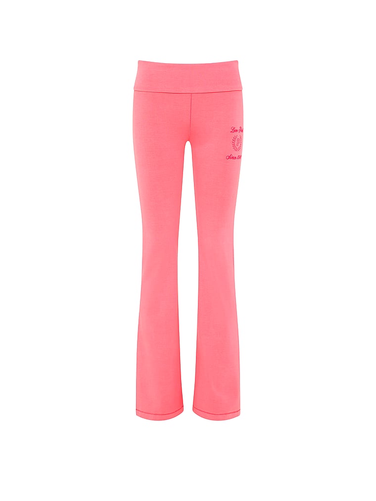 PINK All-Day Cotton™ Foldover Flare Leggings, offModelFront, 3 of 3