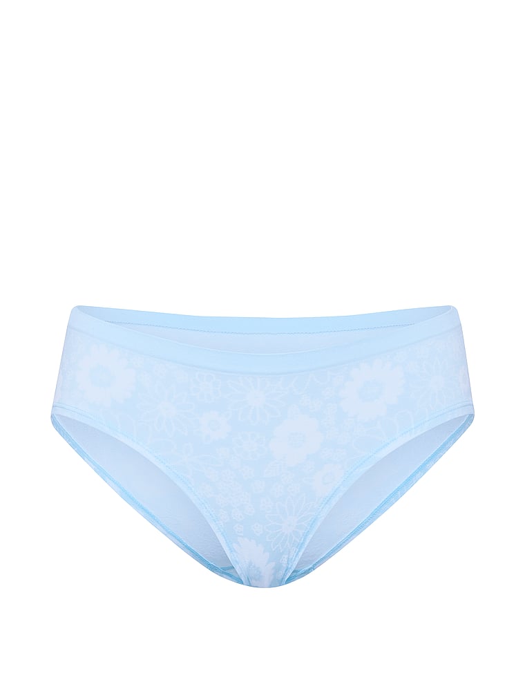 PINK Seamless Hiphugger Panty, Spray Blue Floral Print, offModelFront, 3 of 3