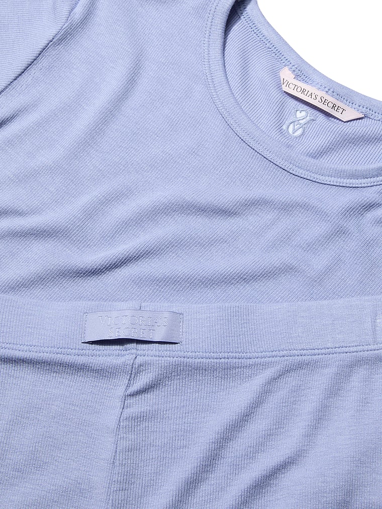 Victoria's Secret, Victoria's Secret SoSoft™ Modal Ribbed Tee & Shortie Set, Light Lavender, detail, 5 of 5