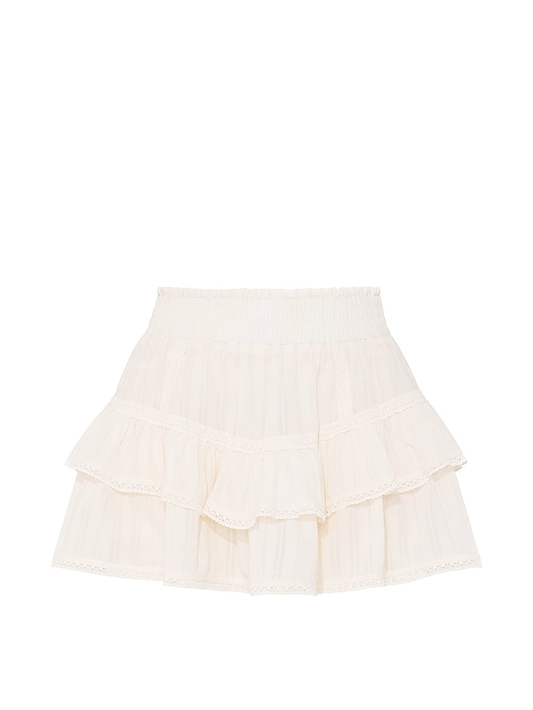 PINK Frill Seeker Ruffle Skort, Winter White, offModelFront, 3 of 5