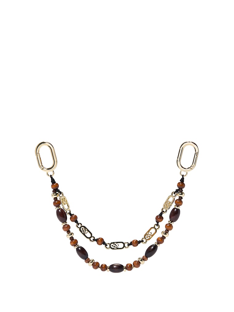 Victoria's Secret, Victoria's Secret Beaded Chain Bag Charm, Dark Chili, onModelFront, 1 of 2
