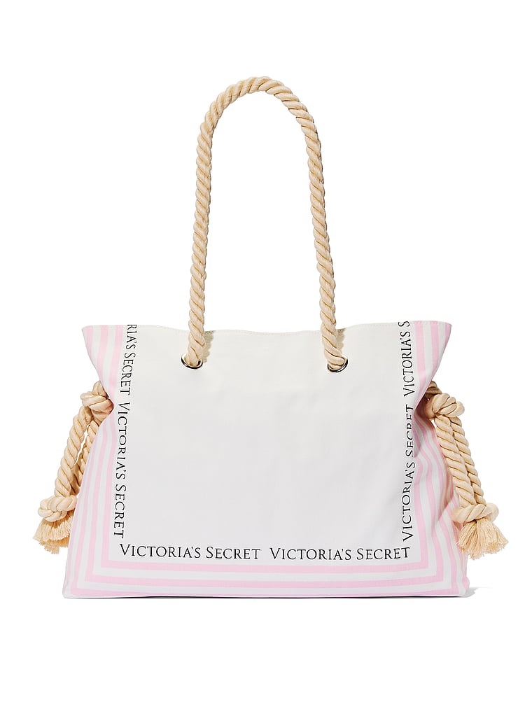 Victoria's Secret, Victoria's Secret Rope Handle Slouchy Tote Bag, Natural Canvas, offModelBack, 4 of 4