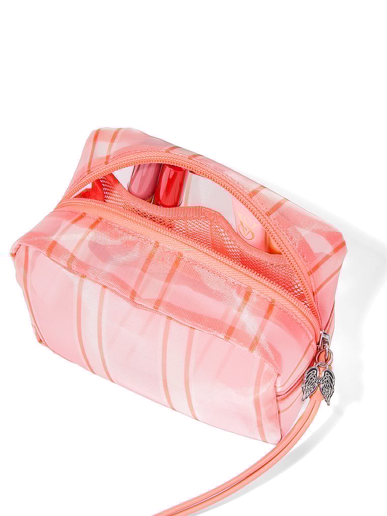 Victoria's Secret, Victoria's Secret Travel Makeup Bag, Coral Mesh, onModelBack, 2 of 2