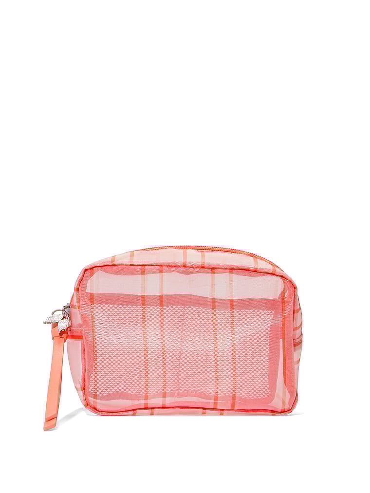 Victoria's Secret, Victoria's Secret Travel Makeup Bag, Coral Mesh, onModelFront, 1 of 2