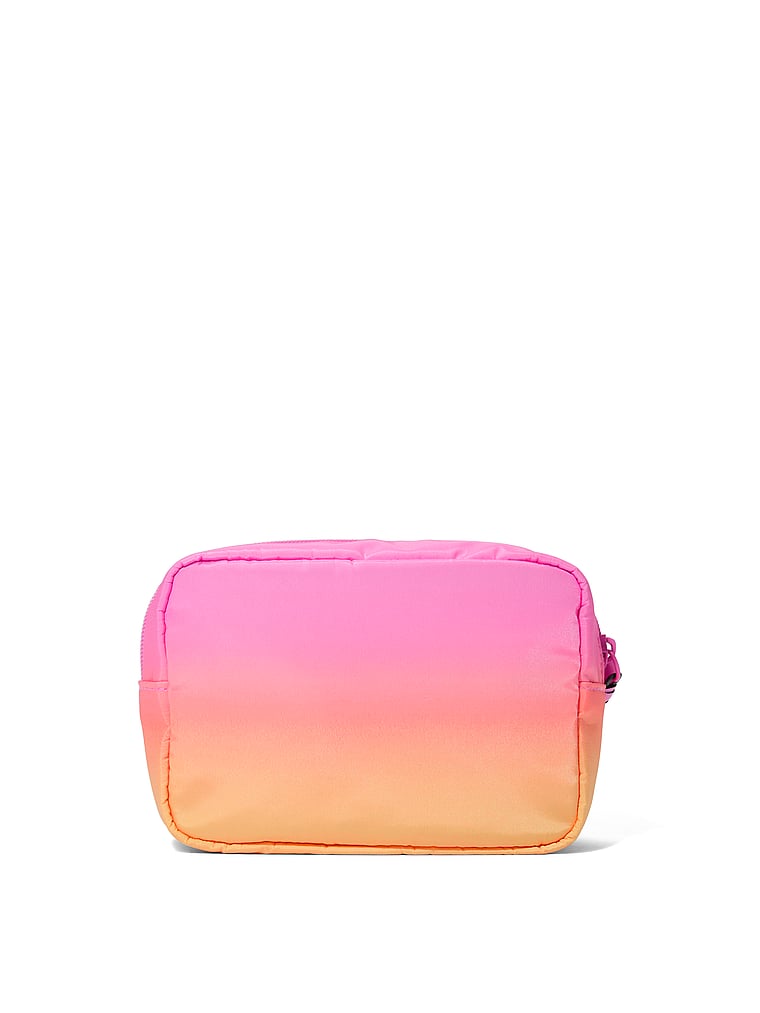 Victoria's Secret, Victoria's Secret Boxy Case Makeup Bag, Pink Ombre, offModelFront, 3 of 3