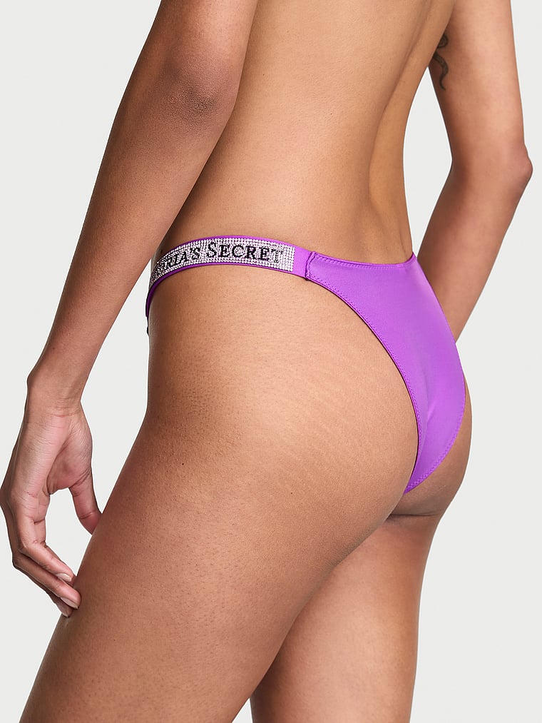Victoria's Secret, Very Sexy Shine Strap Brazilian Panty, Purple, onModelBack, 2 of 2