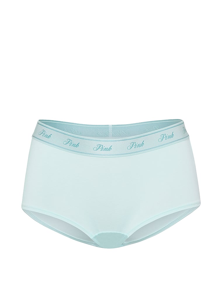 PINK Lacie Logo Boyshort Panty, Spray Blue, offModelFront, 3 of 3