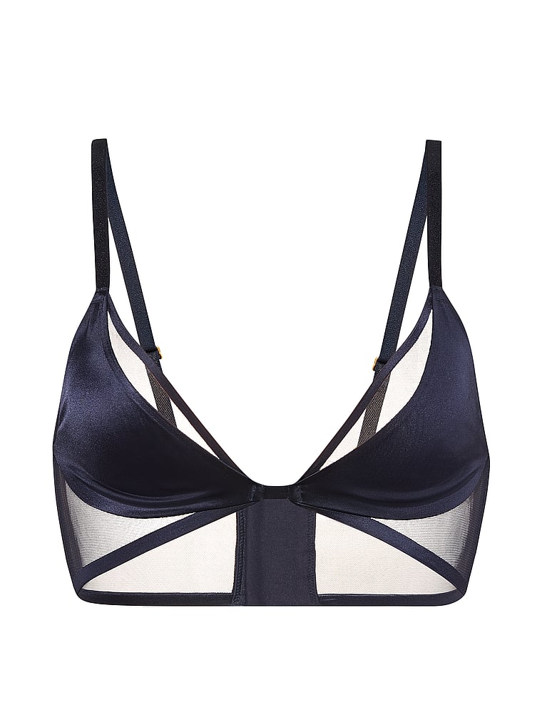 Victoria's Secret, Very Sexy Sheer Reveal Unlined Modern Bralette, Soirée Blue, offModelFront, 3 of 3