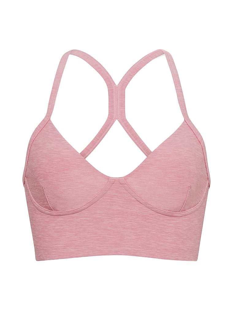 Victoria's Secret, VSX VSX New Essential Racerback Sports Bra, Heather Dusk Pink, offModelFront, 4 of 4