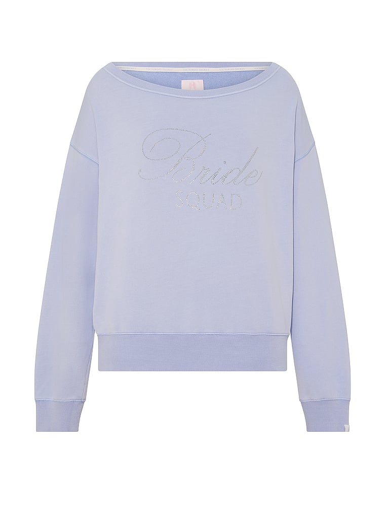 Victoria's Secret, Angel Essentials Off-Duty Terry Boatneck Sweatshirt, Washed Icy Lavender, offModelFront, 3 of 3