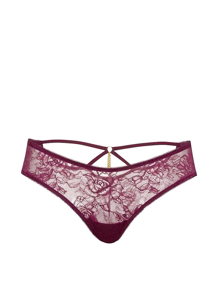 Victoria's Secret, Very Sexy Strappy-Back High-Leg Cheeky Panty, Rich Maroon, offModelFront, 3 of 3