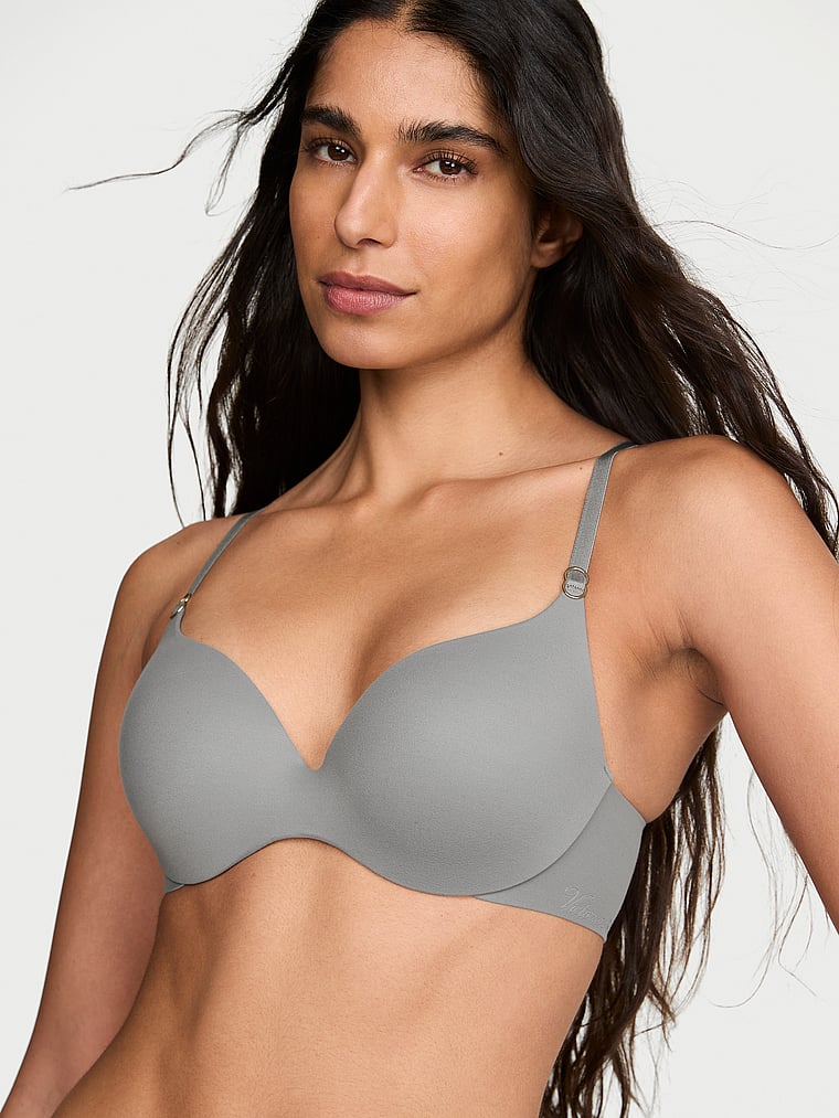 Victoria's Secret, Love Cloud Perfect Shape Incredible Push-Up Bra, Steel Grey, onModelFront, 1 of 3 Anisha is 5'11" or 180cm and wears 34B or Small