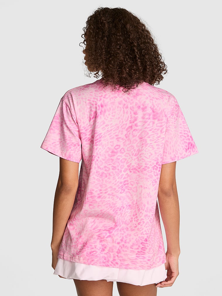 PINK Campus Cotton™ Tee, Pink Leopard, onModelBack, 2 of 4