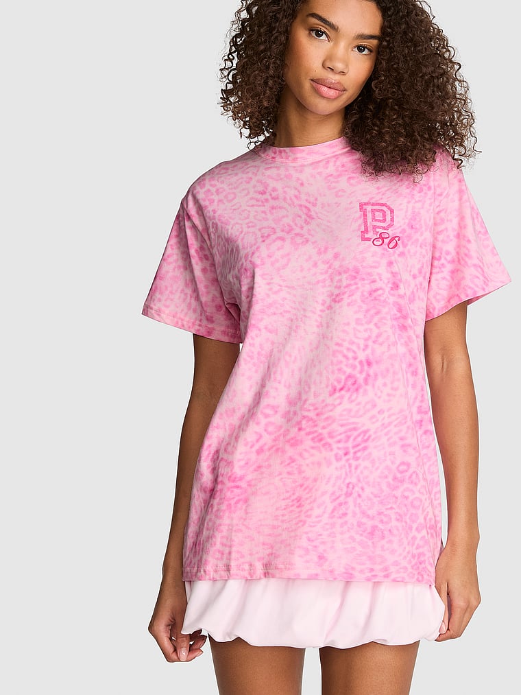 PINK Campus Cotton™ Tee, Pink Leopard, onModelFront, 1 of 4