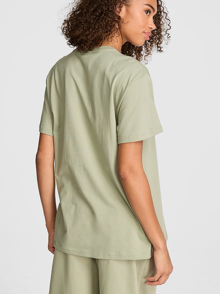 PINK Campus Cotton™ Tee, Slate Green, onModelBack, 2 of 3