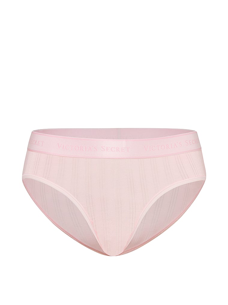 Victoria's Secret, Cotton Logo Cotton Shine Patch Hiphugger Panty, Angel Pink, offModelFront, 3 of 3