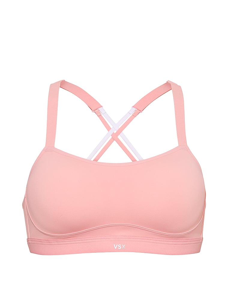 Victoria's Secret, VSX VSX Angel™ Elevate Rib Sports Bra, Dusk Pink, offModelFront, 4 of 6
